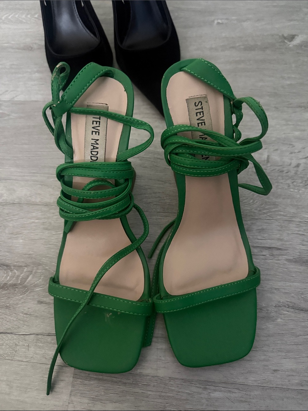 Steve Madden Green Wrap-Around Square Toe Heels